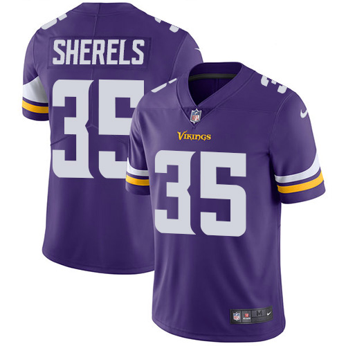 Minnesota Vikings #35 Limited Marcus Sherels Purple Nike NFL Home Men Jersey Vapor Untouchable->women nfl jersey->Women Jersey